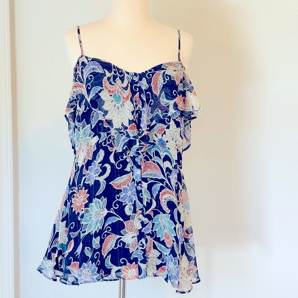Anthropologie Floral Ruffle Camisole Top